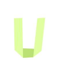 letter U in pastel oragami style on transparency background