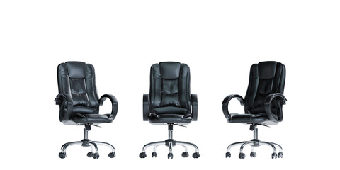 3d render of isolated swivel office executive chair on transparent background in png format.