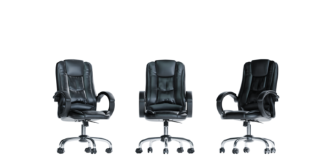 3d render of isolated swivel office executive chair on transparent background in png format.