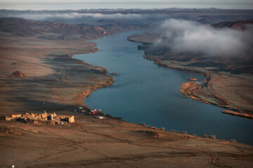 Valley and river early in the morning