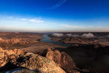 Rocks and blue sky horizontal landscape valley view