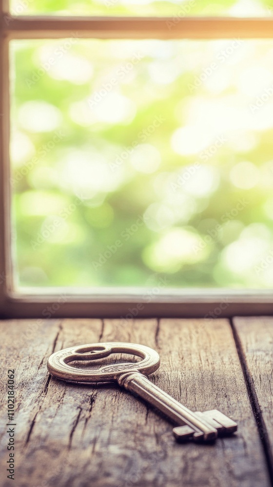 Poster unlocking insights into illumination with a delicate key resting on an aged wooden table