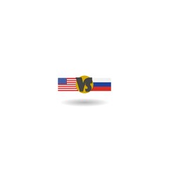 Crossed american and Russian flags icon with shadow