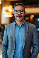 Confident businessman poised