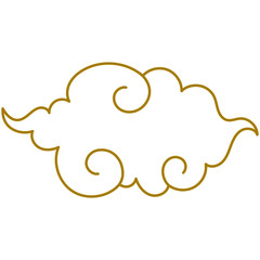 Golden Chinese clouds line. Collection of gold clouds in Chinese style.