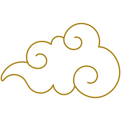 Golden Chinese clouds line. Collection of gold clouds in Chinese style.