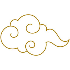 Golden Chinese clouds line. Collection of gold clouds in Chinese style.