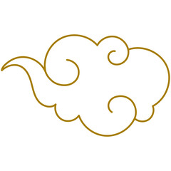 Golden Chinese clouds line. Collection of gold clouds in Chinese style.