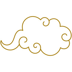 Golden Chinese clouds line. Collection of gold clouds in Chinese style.