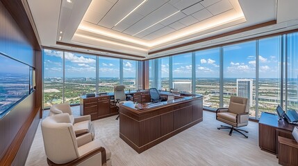 Luxurious Executive Office with Panoramic City Views