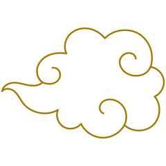 Golden Chinese clouds line. Collection of gold clouds in Chinese style.