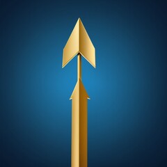 Fototapeta premium Solid gold arrow on a blue background 