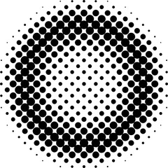 Circular halftone effect, black and white dotted pattern