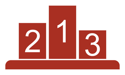 Winners podium icon. Pedestal steps for awarding prizes for 1st, 2nd and 3rd places. Place of awarding in sports competitions. Simple design isolated on white background. 