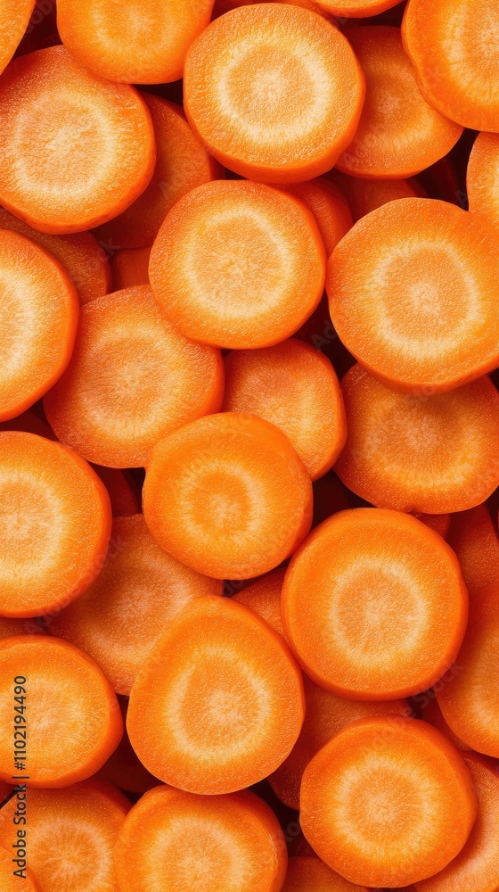 Aufkleber vibrant orange carrot slices create a stunning abstract pattern in a top view composition showcasing