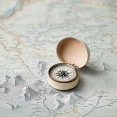 Compass and map planning for budgeting roadmap in natural environment outdoor adventure perspective