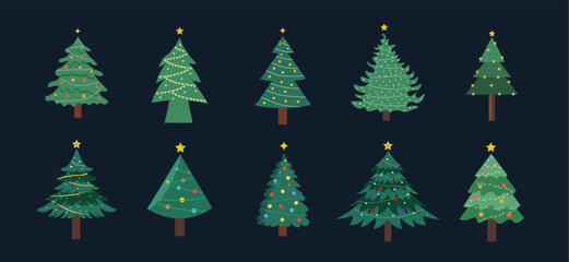 Christmas tree collection with accessories lamp and star