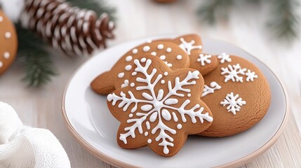 Delightful gingerbread cookies adorned with festive designs on a cozy wooden table for the holiday season