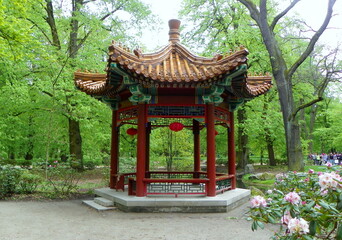 Poland, Warsaw, Łazienki Park (Royal Baths Park), Chinese garden, pagoda