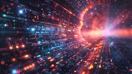 Fototapeta premium Abstract digital data stream tunnel.