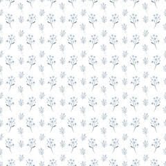 Blue flowers pattern on a transparent background	