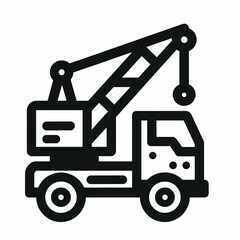 Naklejka premium Outline crane truck icon for industrial use