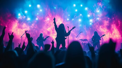 Energetic Rock Band Performing Live On Stage