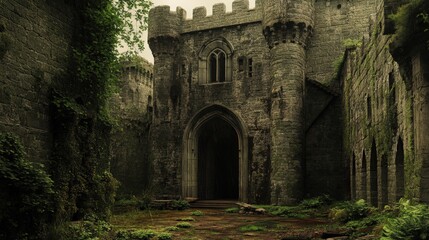 Fototapeta premium Irish Castle. A Medieval Fortress Tower, Symbol of Ancient European Stone Architecture