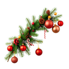 Christmas Branch with Festive Decorations &ndash; Holiday Cutout Design