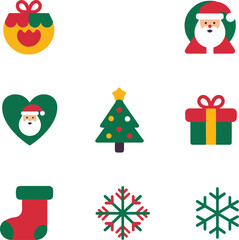 christmas icons set illustration.