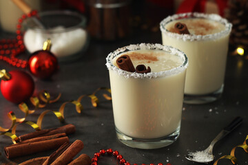 Two glasses with traditional Puerto Rico cocktail Coquito