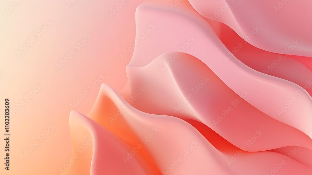 Poster soft pink gradient waves create a calming background for design and creative projects