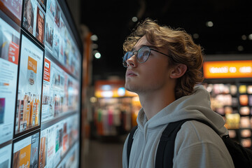 Shoppers engaging with digital mirrors that enhance online-to-offline purchases.