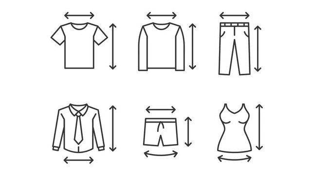 Clothes size icon animation in outline style.