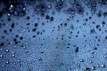CLose Up of Condensation Bubbles and Marks on A Window Water Background
