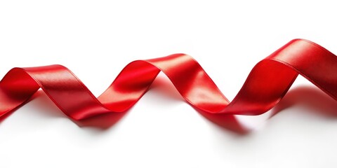 Red Satin Ribbon Waving on White Background A Simple Composition of Beauty and Elegance