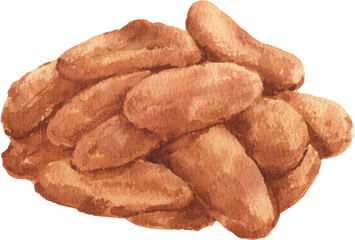 Handdrawn Thai style fried banana Thai dessert watercolor