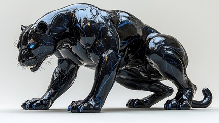 Powerful Panther Bodybuilder Crouching in Fierce Predator Pose Symbolizing Agility and Strength