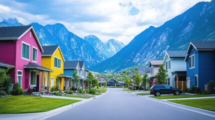 Quaint Alpine Village Nestled in the Mountains