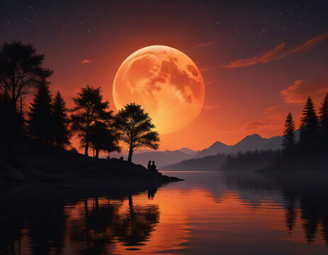 sunset over the lake
