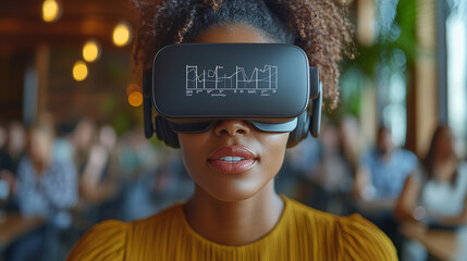 A collaborative meeting where colleagues wear VR headsets to review interactive business models.