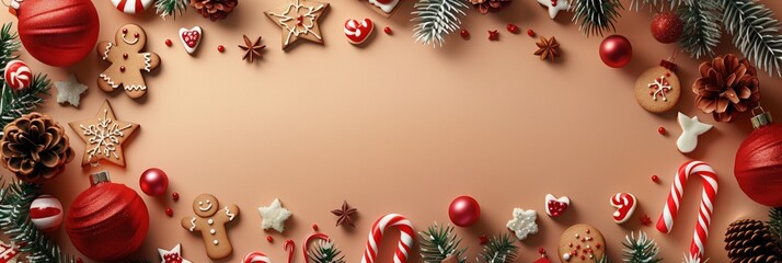 A festive banner composed of ample copy space in center