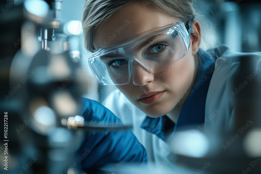 Poster Skilled lathe operator focuses on precision machining in a busy workshop