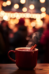Mulles wine cup in front of a christmas market