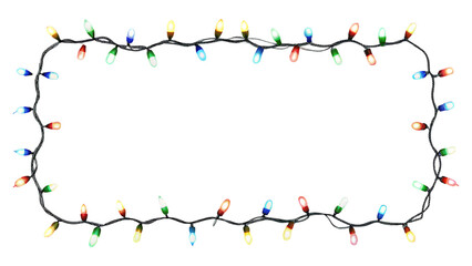 Colorful Christmas String Lights Border on transparent background element PNG cutout