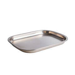Metal tray for serving food and drinks. transparent background