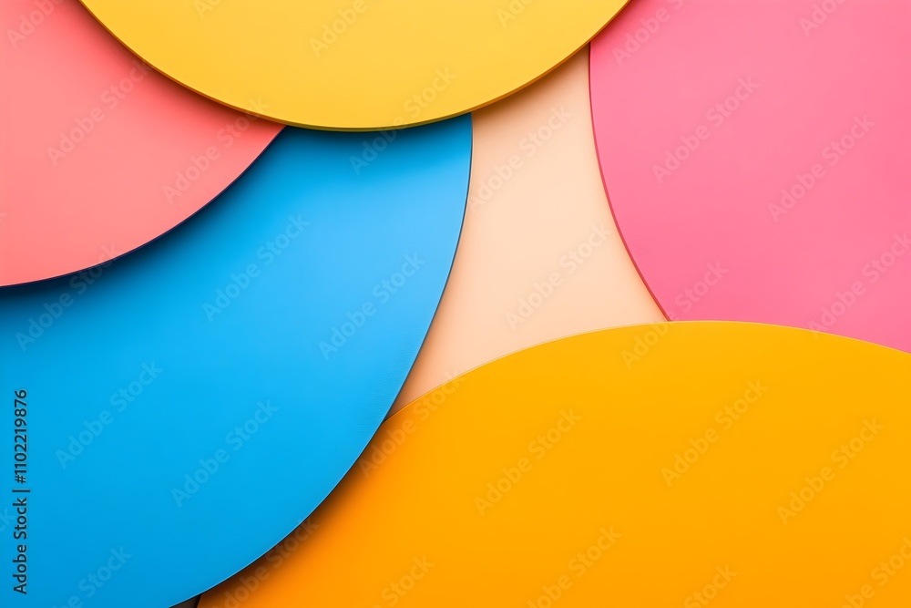 Poster vibrant geometric abstract shapes and patterns with rich colors and soft shadows