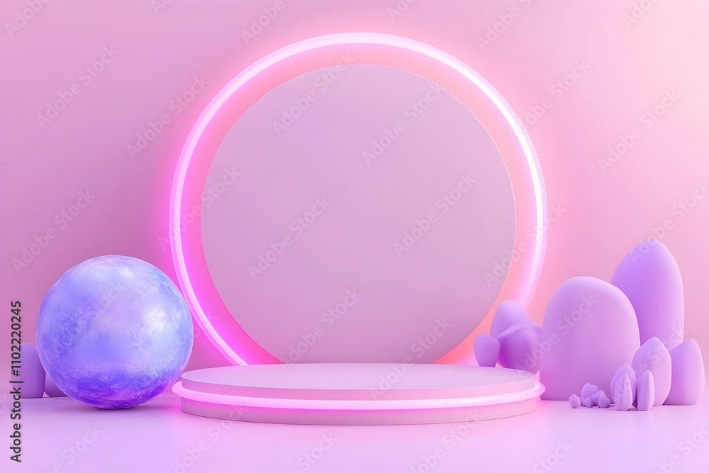 Poster minimalist futuristic composition with negative space for product display