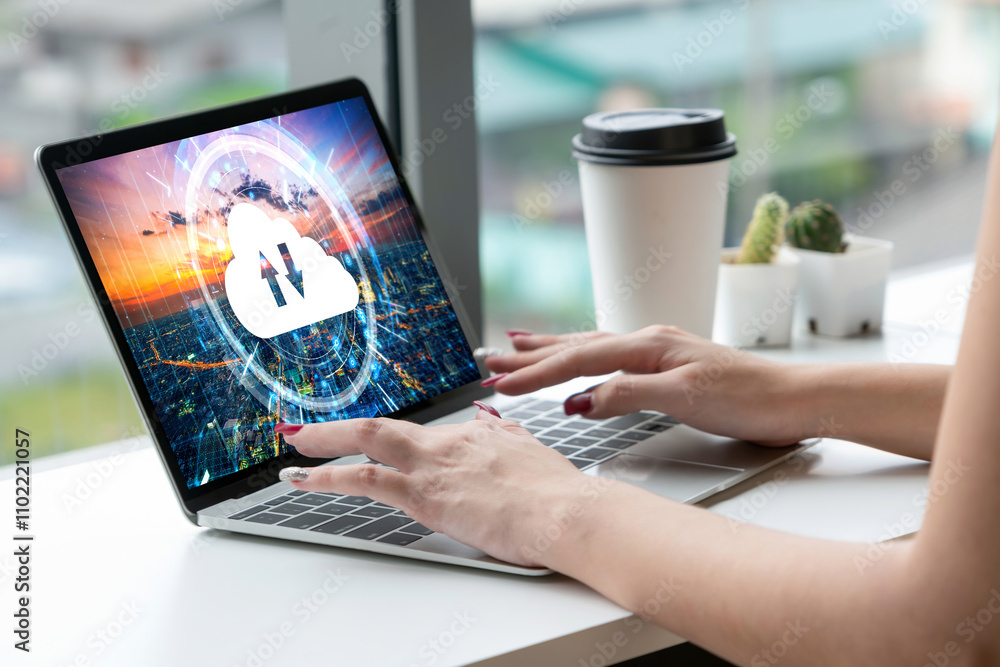Poster cloud computing software for modish remote work and personal data storage