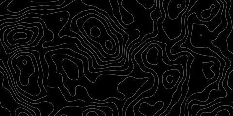 Abstract topography map with black background. Abstract Grey and white line geography map pattern line vector design.